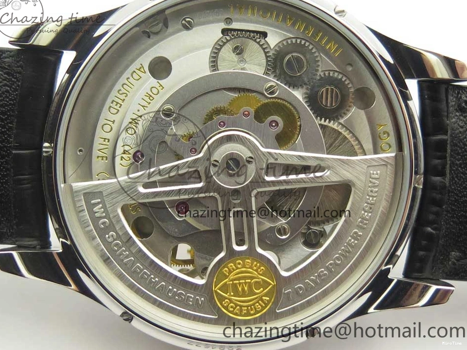 MIROTIME 0426 Upgraded Portuguese Flying Tourbillon SS White Dial 2 Sub Dials on Black Leather Strap 7161